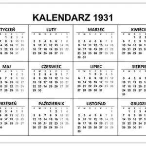 Kalendarz 1931 Kalendarz 1931