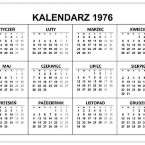 Kalendarz 1976 Kalendarz 1976