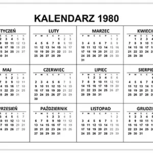Kalendarz 1980 Kalendarz 1980