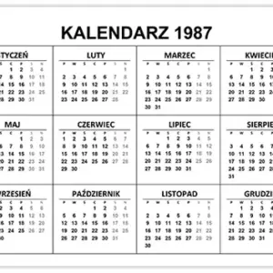 Kalendarz 1987 Kalendarz 1987